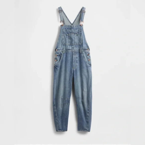 Gap UltraSoft Denim Horseshoe Overalls, Size XL - Picture 6 of 7